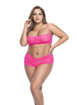 Ensemble Culotte et Haut en Dentelle Rose Vif 206XHPK Volume 2